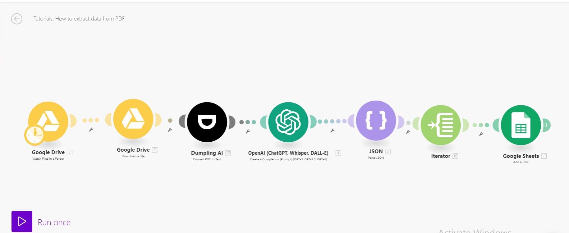 How To Automate PDF Invoice Extraction to Google Sheets Using Dumpling AI and Make.com.