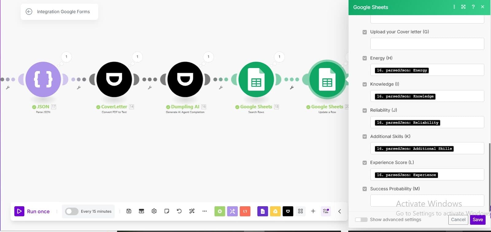 How To Automate Candidate Filtering with Google Forms, Dumpling AI, and Make.com.