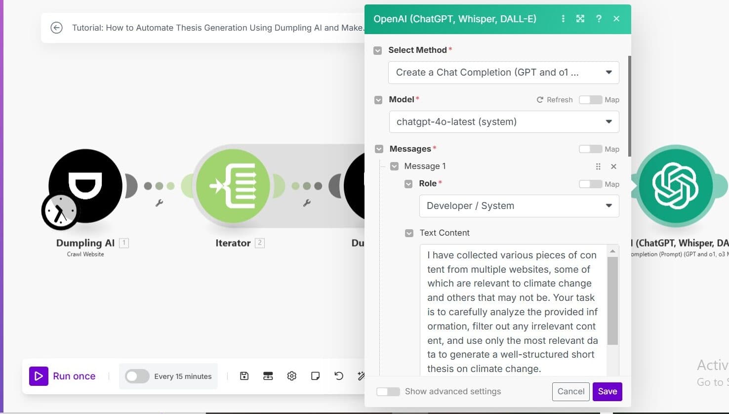 How to Automate Thesis Generation Using Dumpling AI and Make.com