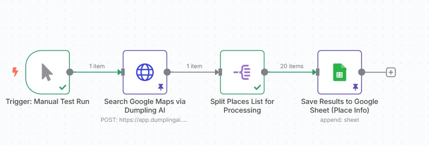 Extract Business Leads from Google Maps with Dumpling AI to Google Sheets
