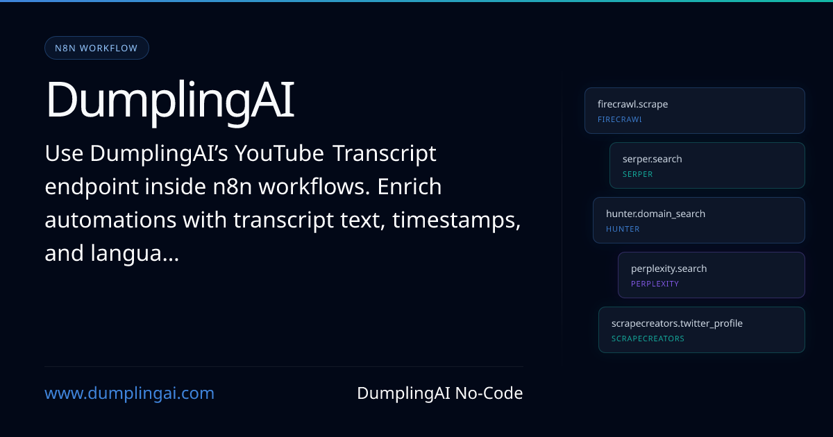 n8n YouTube Transcript Workflow | DumplingAI